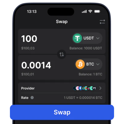 Veron Wallet cryptocurrency exchange and cross-chain swap interface
