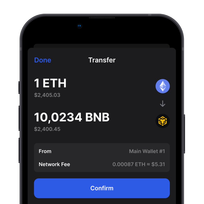 Veron Wallet swap crypto